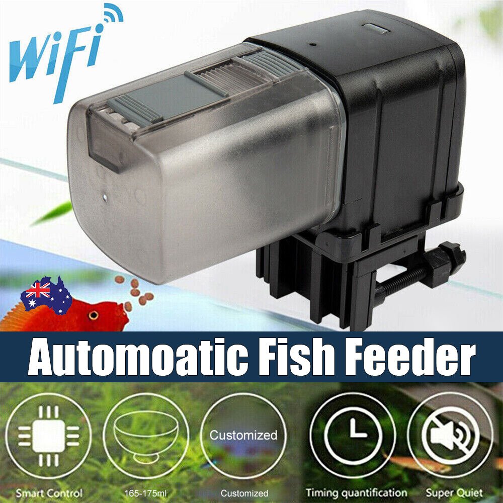 WiFi Automatic Fish Food Feeder Pet Feeding Aquarium Tank Pond Dispenser USB - DogsDomain.com.au