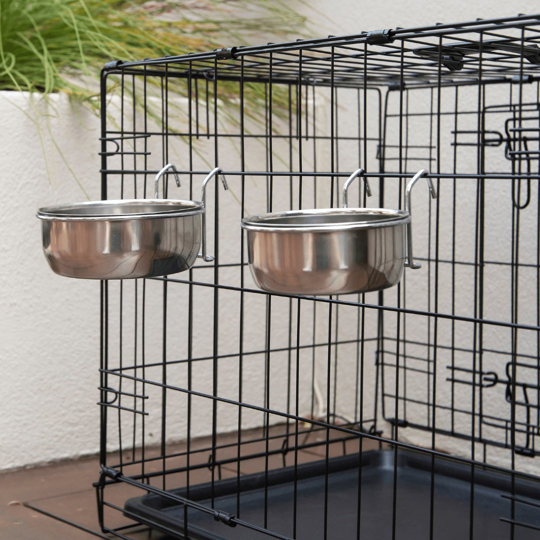 YES4PETS 2 x Stainless Steel Pet Rabbit Bird Dog Cat Water Food Bowl Feeder Chicken Poultry Coop Cup 887ml - DogsDomain.com.au