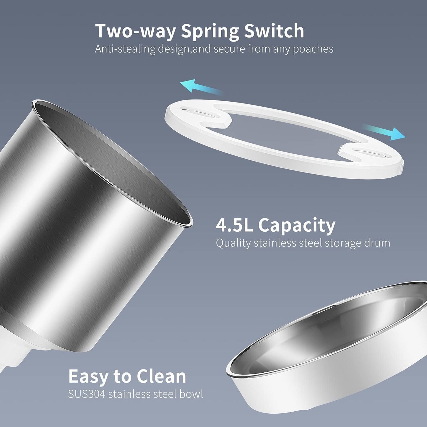 YES4PETS Electric Automatic Pet Dog Cat Rabbit Feeder Stainless Steel 4.5L Dispenser - DogsDomain.com.au