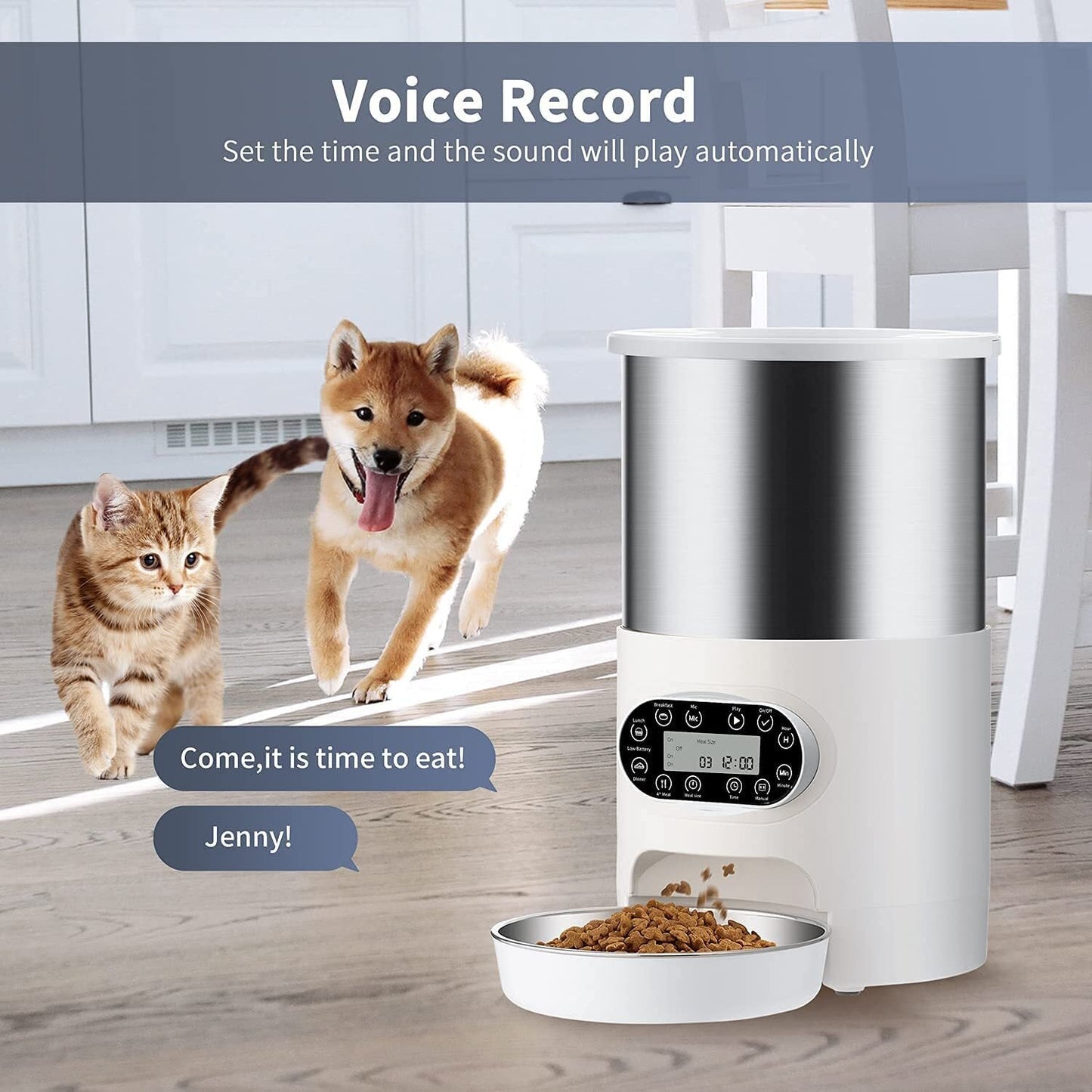 YES4PETS Electric Automatic Pet Dog Cat Rabbit Feeder Stainless Steel 4.5L Dispenser - DogsDomain.com.au