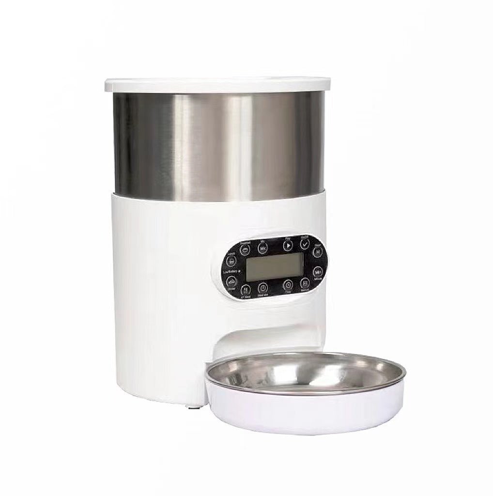 YES4PETS Electric Automatic Pet Dog Cat Rabbit Feeder Stainless Steel 4.5L Dispenser - DogsDomain.com.au