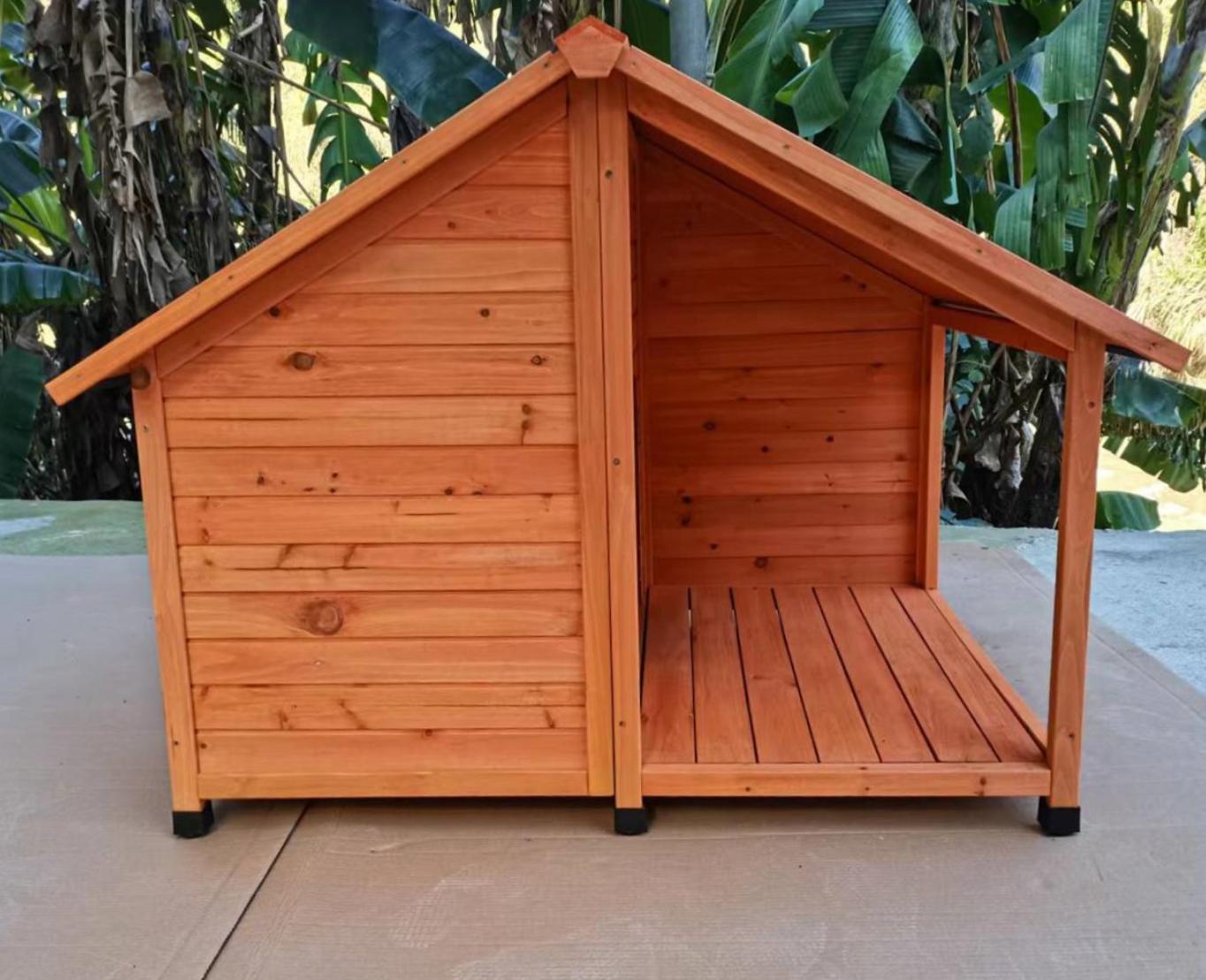 YES4PETS L Timber Pet Dog Kennel House Puppy Wooden Timber Cabin 130x105x100cm Brown - DogsDomain.com.au