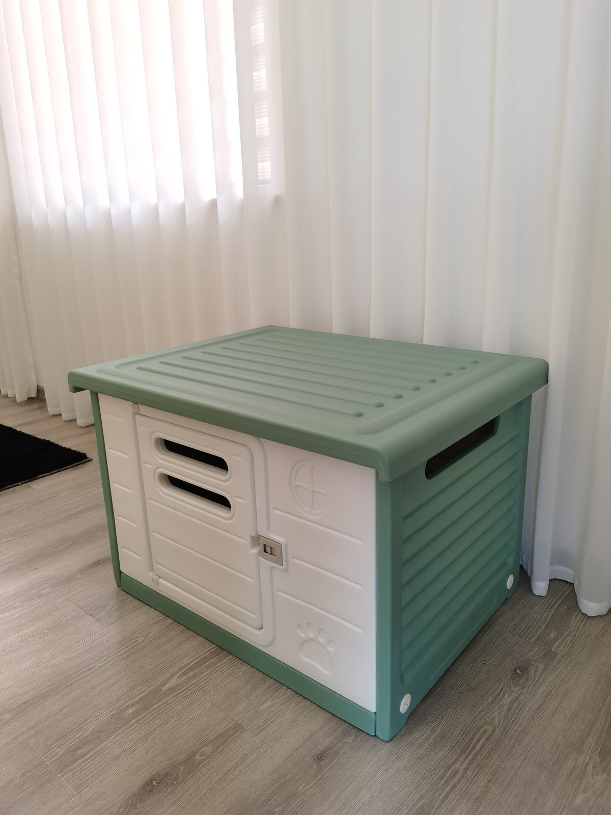 YES4PETS Medium Plastic Pet Dog Puppy Cat House Kennel Green - DogsDomain.com.au