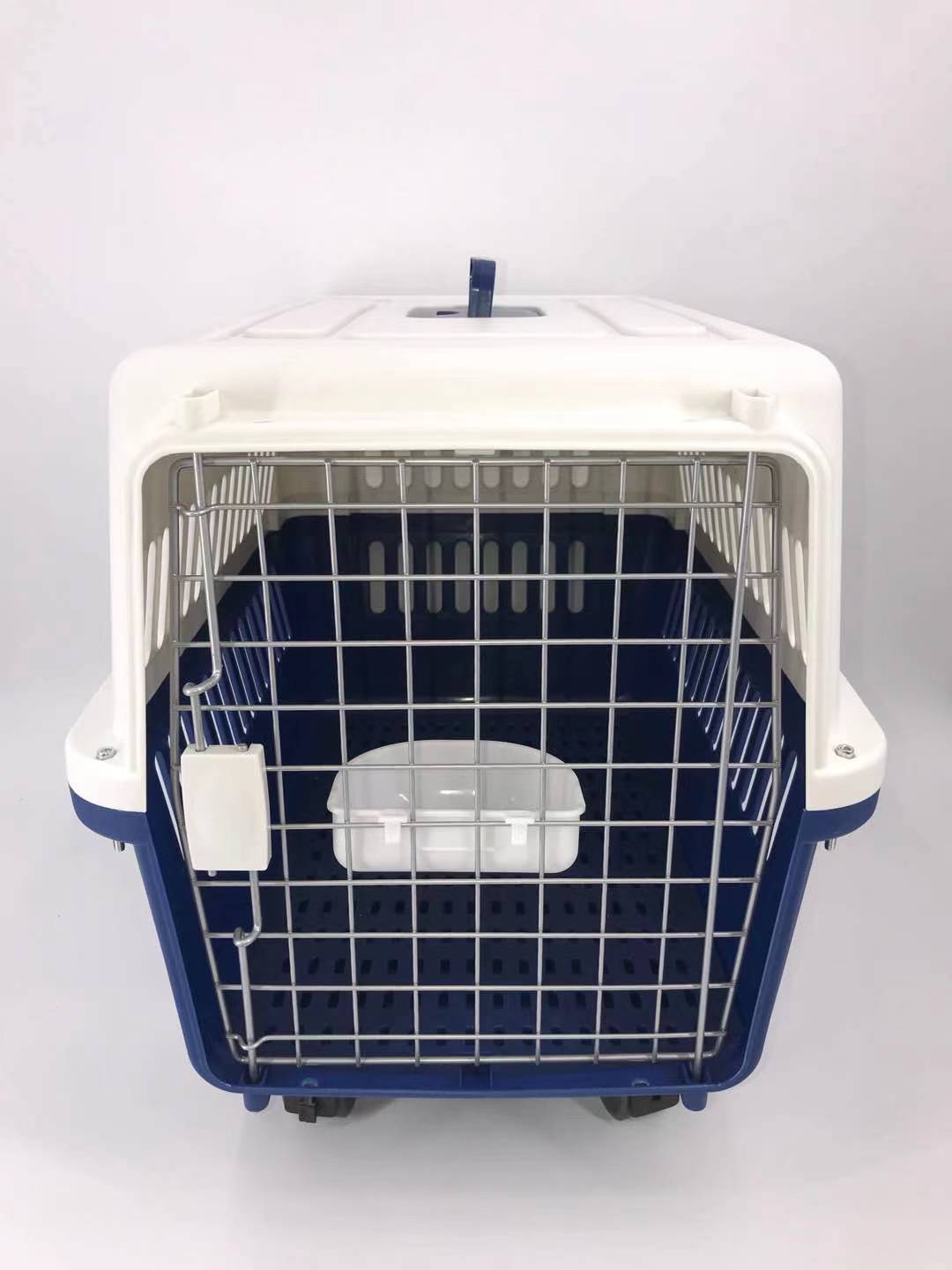 YES4PETS Navy XXL Dog Puppy Cat Crate Pet Carrier Cage W Tray, Bowl & Removable Wheels - DogsDomain.com.au