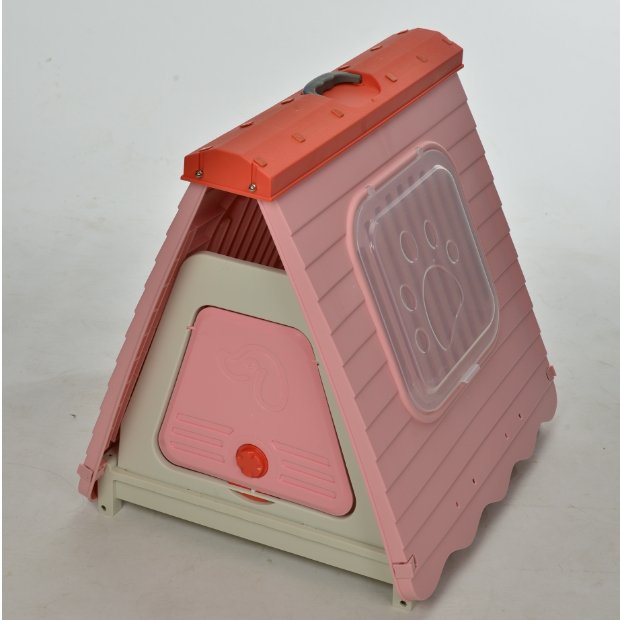 YES4PETS Small Foldable Plastic Pet Dog Puppy Cat House Kennel Pink - DogsDomain.com.au