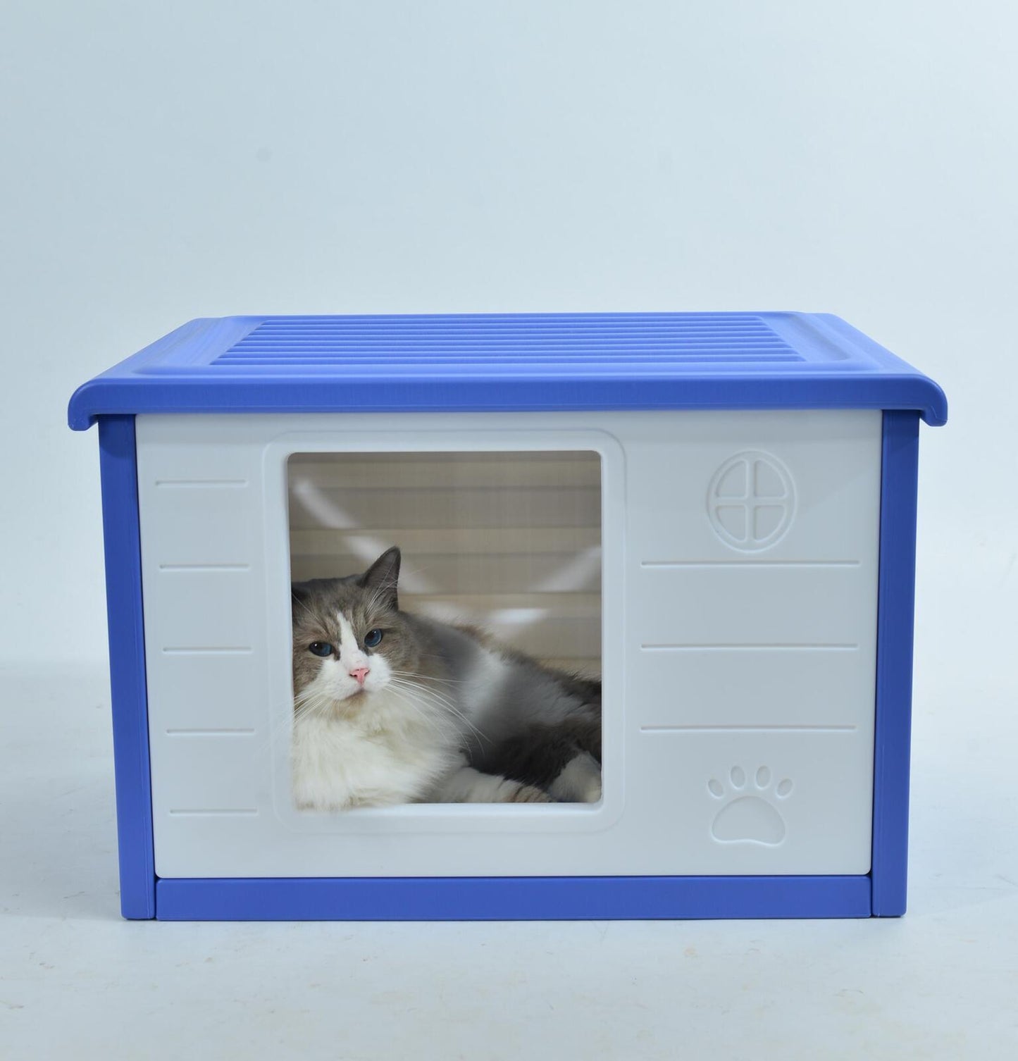 YES4PETS Small Plastic Pet Dog Puppy Cat House Kennel Blue - DogsDomain.com.au