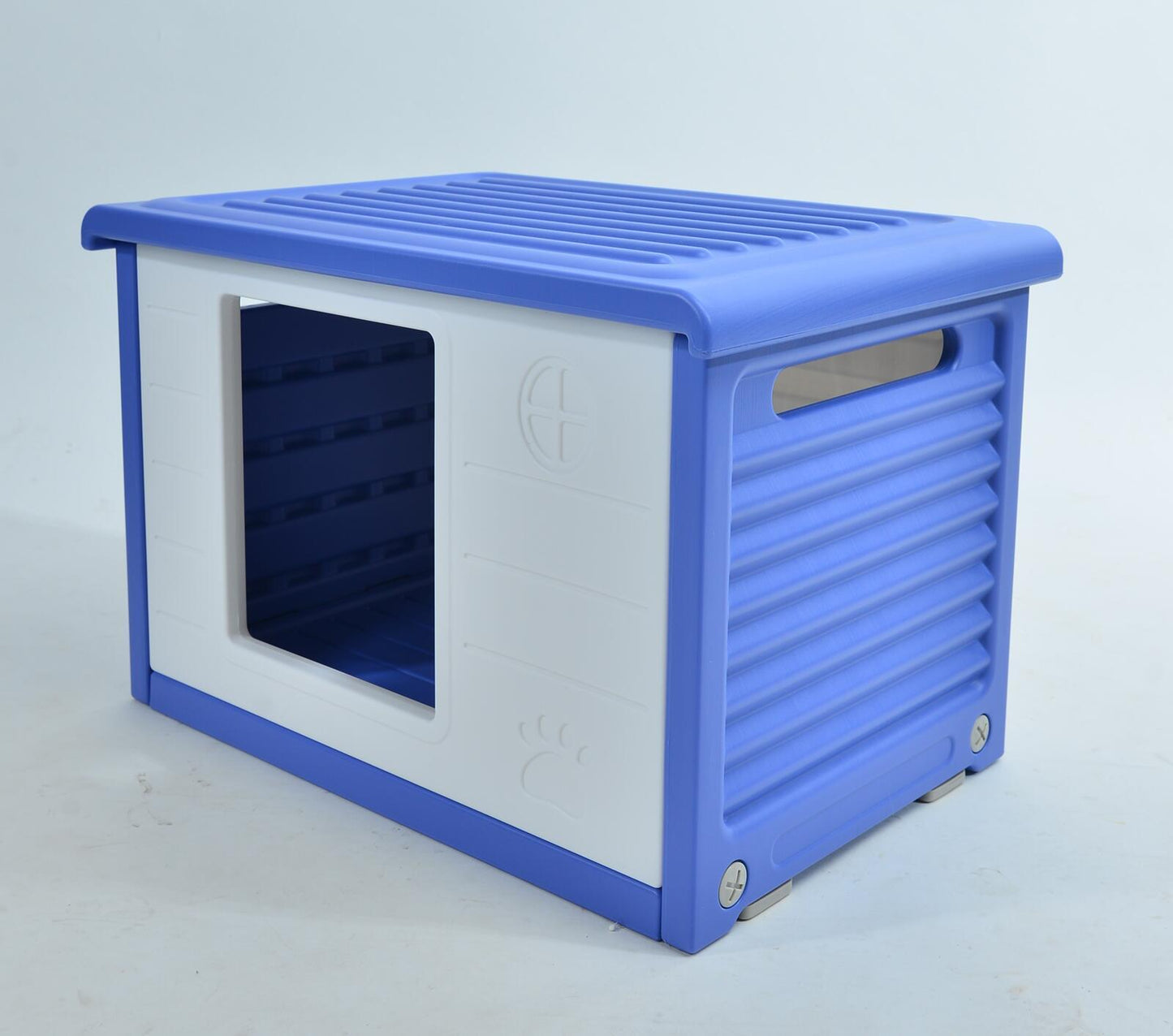 YES4PETS Small Plastic Pet Dog Puppy Cat House Kennel Blue - DogsDomain.com.au