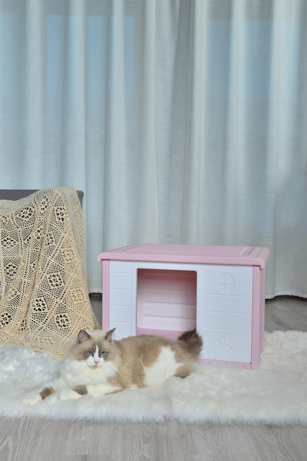YES4PETS Small Plastic Pet Dog Puppy Cat House Kennel Pink - DogsDomain.com.au