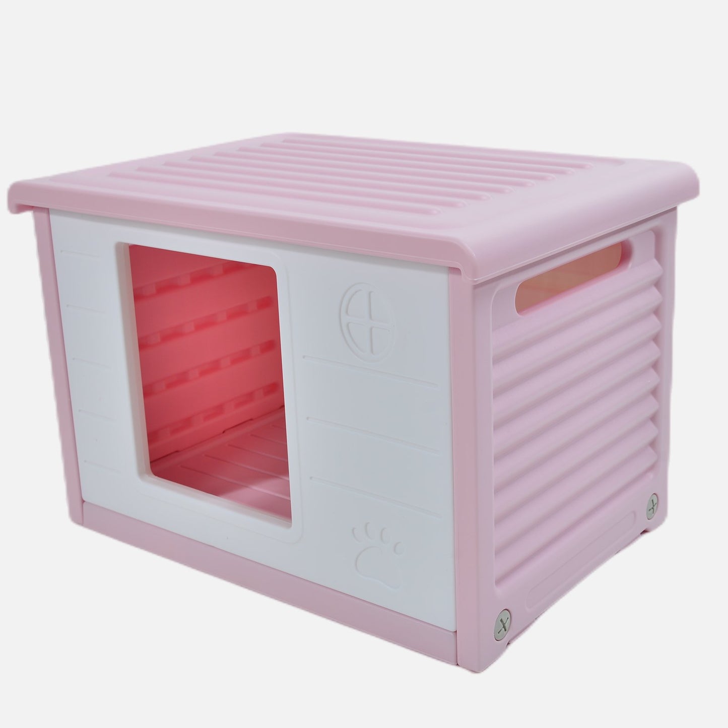 YES4PETS Small Plastic Pet Dog Puppy Cat House Kennel Pink - DogsDomain.com.au