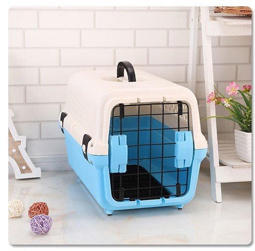 YES4PETS Small Portable Plastic Dog Cat Pet Pets Carrier Travel Cage With Tray-Blue - DogsDomain.com.au