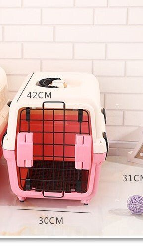 YES4PETS Small Portable Plastic Dog Cat Pet Pets Carrier Travel Cage With Tray-Pink - DogsDomain.com.au