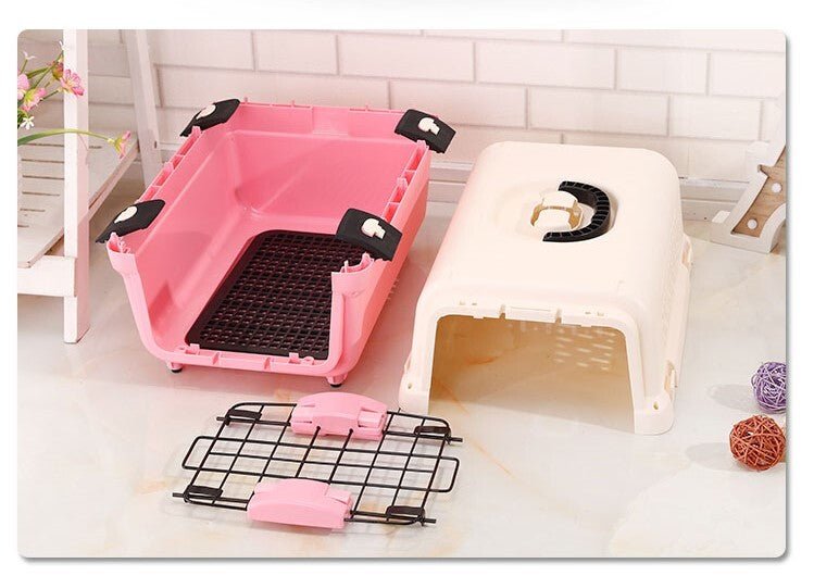 YES4PETS Small Portable Plastic Dog Cat Pet Pets Carrier Travel Cage With Tray-Pink - DogsDomain.com.au