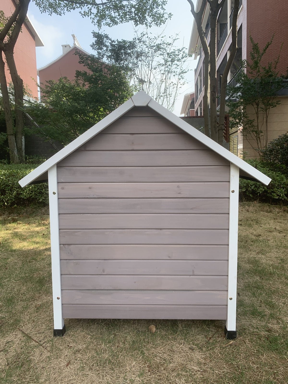 YES4PETS XL Timber Pet Dog Kennel House Puppy Wooden Timber Cabin With Door Grey - DogsDomain.com.au