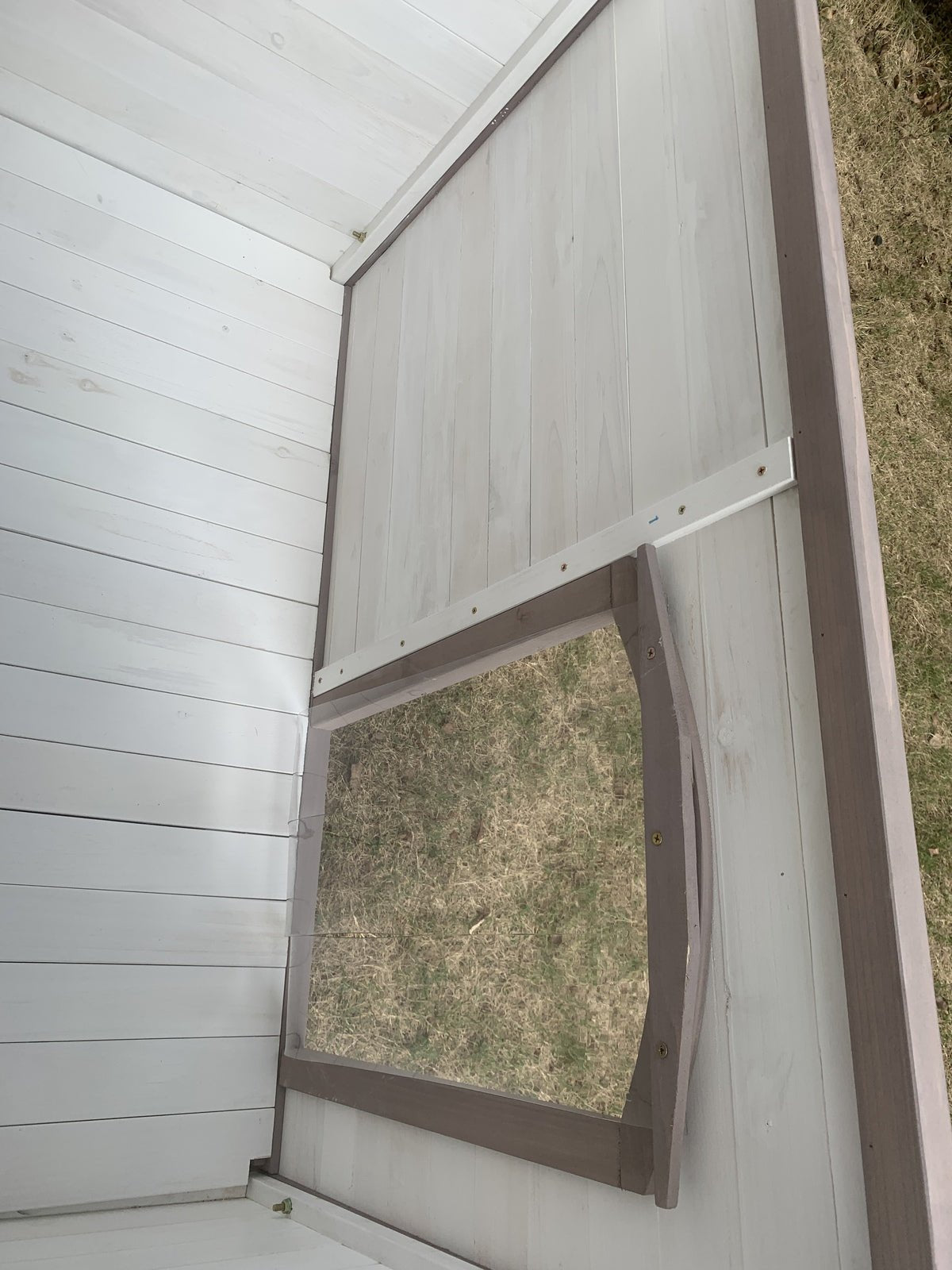 YES4PETS XL Timber Pet Dog Kennel House Puppy Wooden Timber Cabin With Stripe White - DogsDomain.com.au