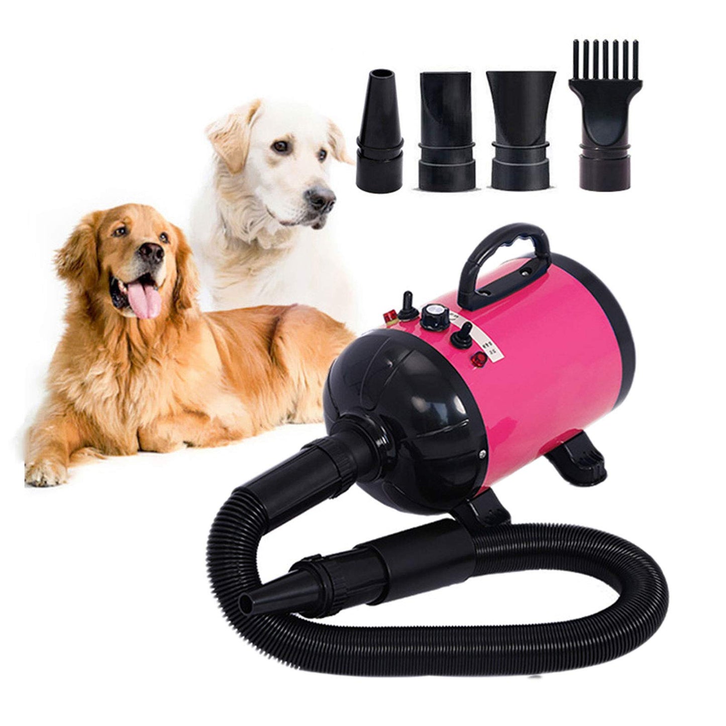 2800W Dog Dryer High Velocity Pet Dog Pet Blow Dryer Adjustable Speed 4 Nozzles - DogsDomain.com.au