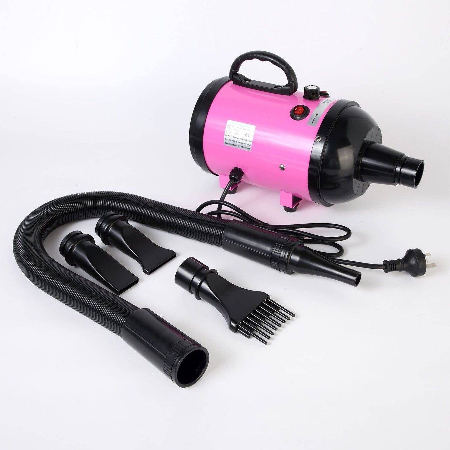 2800W Dog Dryer High Velocity Pet Dog Pet Blow Dryer Adjustable Speed 4 Nozzles - DogsDomain.com.au