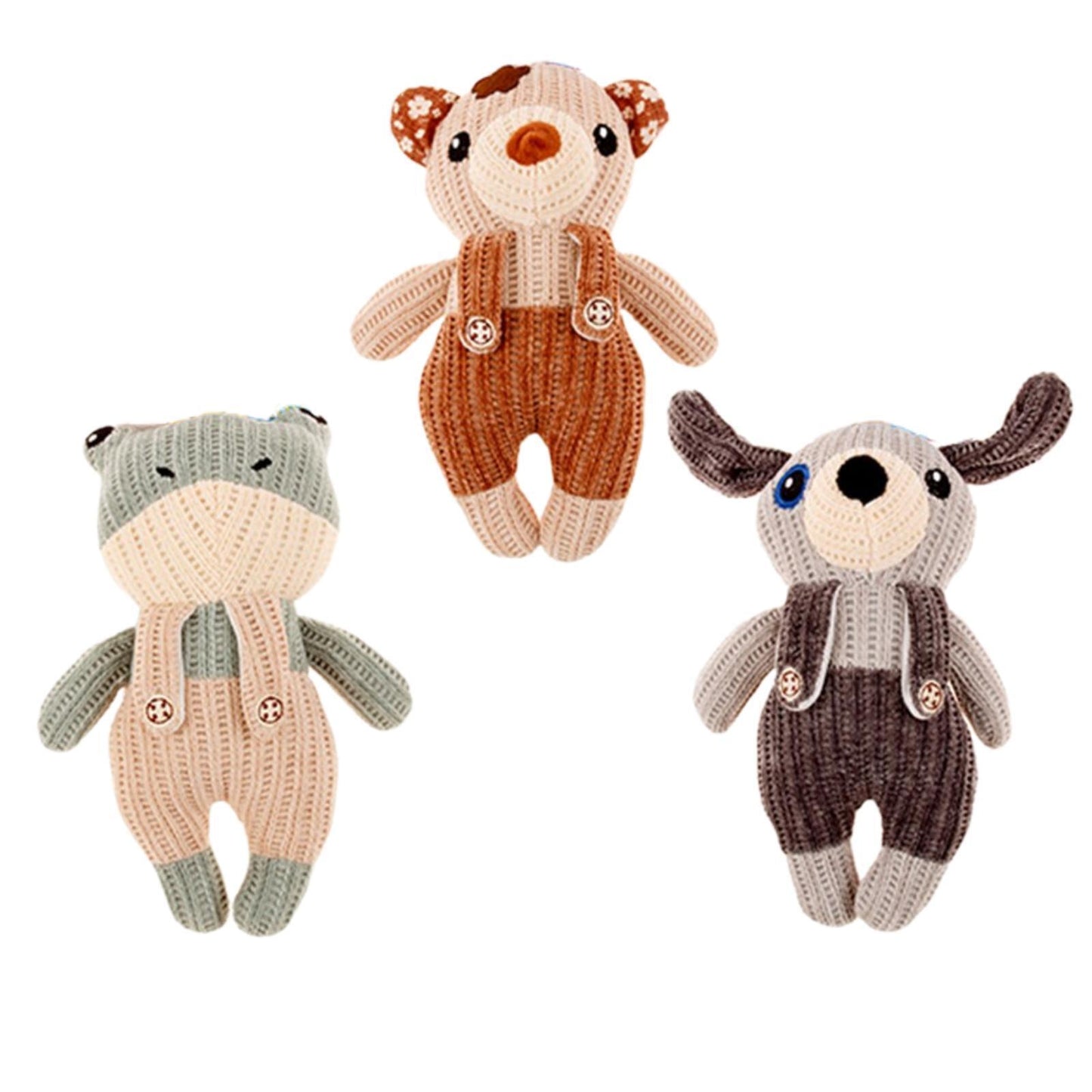 3 x Pet Puppy Dog Toy Play Animal Plush Toy Soft Squeaky 25 cm Toy - DogsDomain.com.au