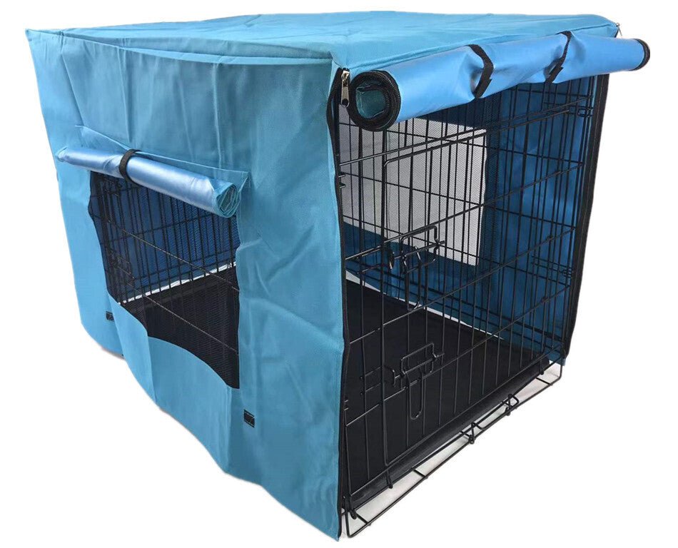 30' Portable Foldable Dog Cat Rabbit Collapsible Crate Pet Cage with Blue Cover - DogsDomain.com.au