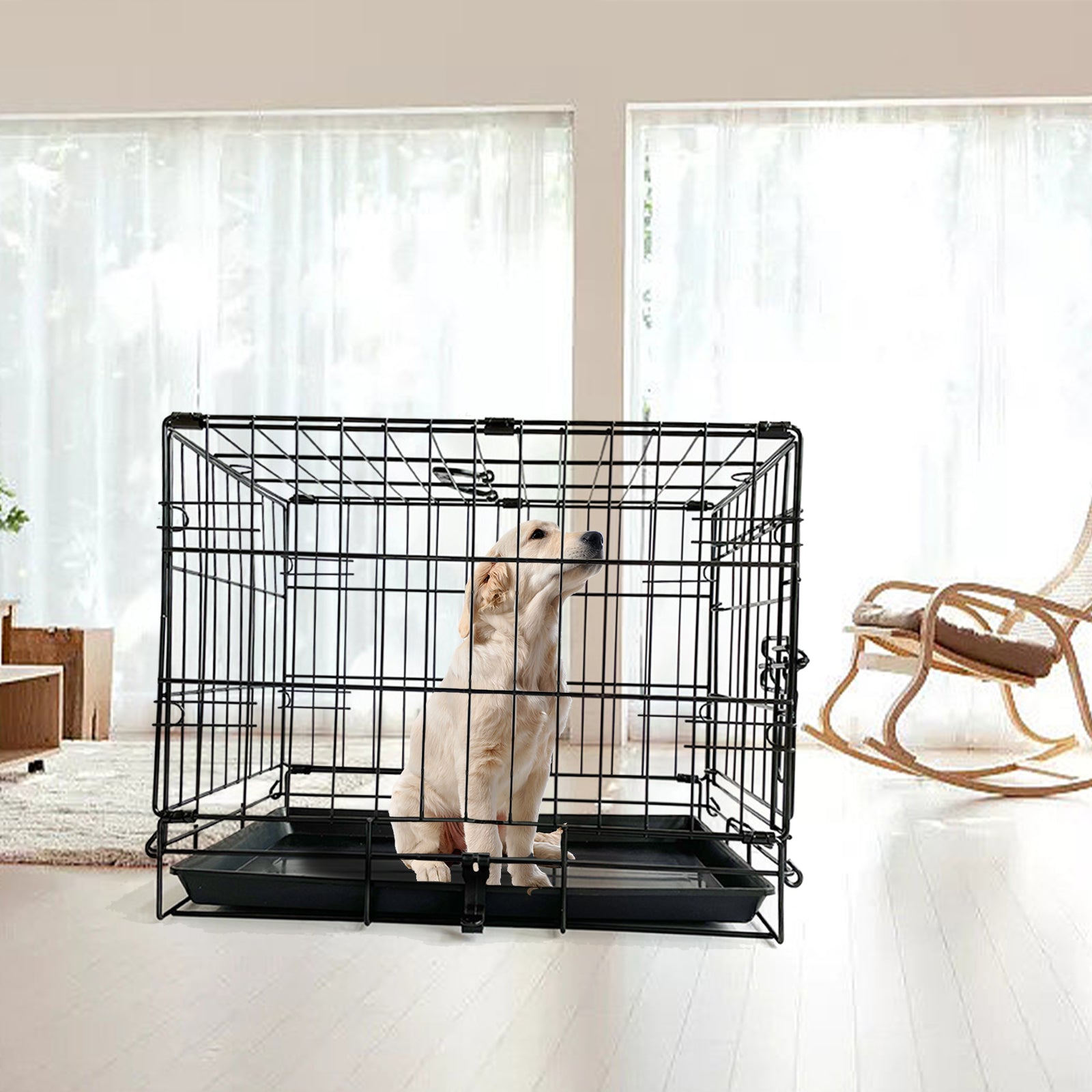 42 Pet Dog Cage Kennel Metal Crate Enlarged Thickened Reinforced Pet Dog House" - DogsDomain.com.au
