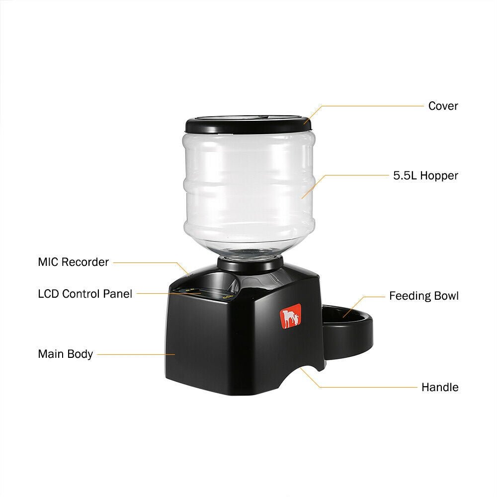 5.5L Automatic Pet Feeder Cat Dog Smart Food Dispenser Self Feeding Meal Bottle - DogsDomain.com.au