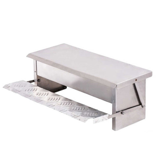 6.5L Automatic Chook Chicken Feeder Poultry Auto Treadle Aluminium Metal Coop - DogsDomain.com.au