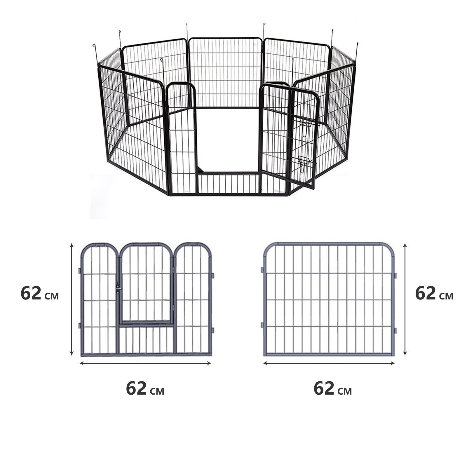 8 Panel Pet Dog Playpen Puppy Exercise Cage Enclosure Fence Foldable Play Pen L - DogsDomain.com.au