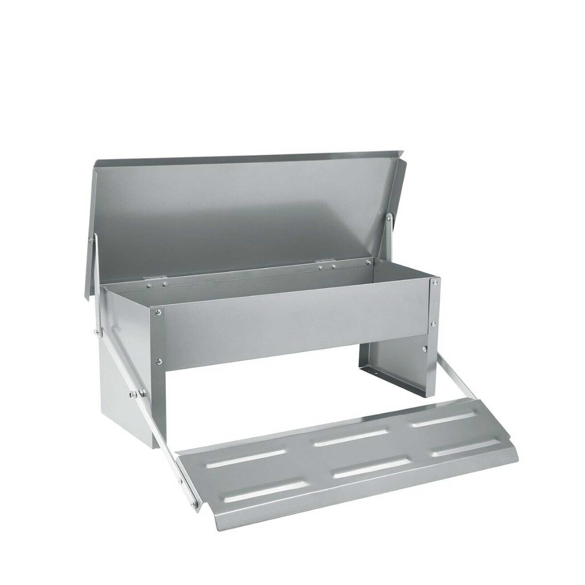 8L Automatic Chook Chicken Feeder Poultry Auto Treadle Aluminium Metal Coop - DogsDomain.com.au