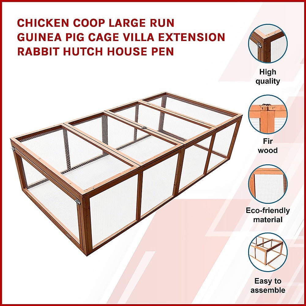 Chicken coop LARGE Run Guinea Pig Cage Villa Extension Rabbit hutch house pen - DogsDomain.com.au