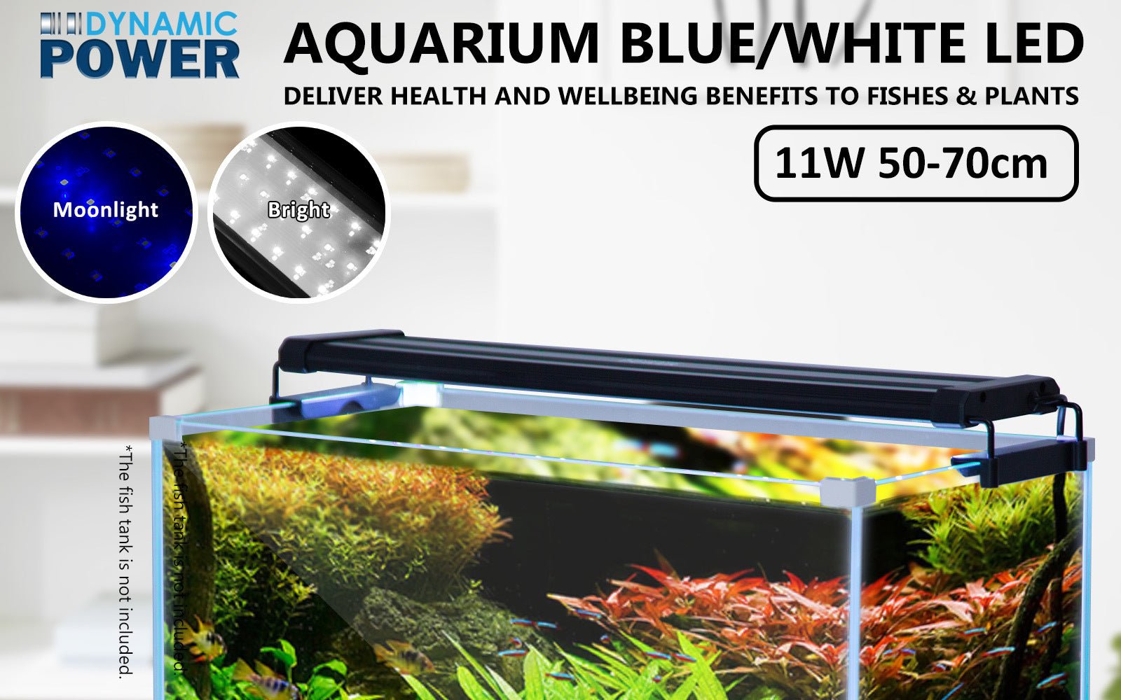 Dynamic Power 2 Set 11W Aquarium Blue White LED Light for Tank 50-70cm - DogsDomain.com.au