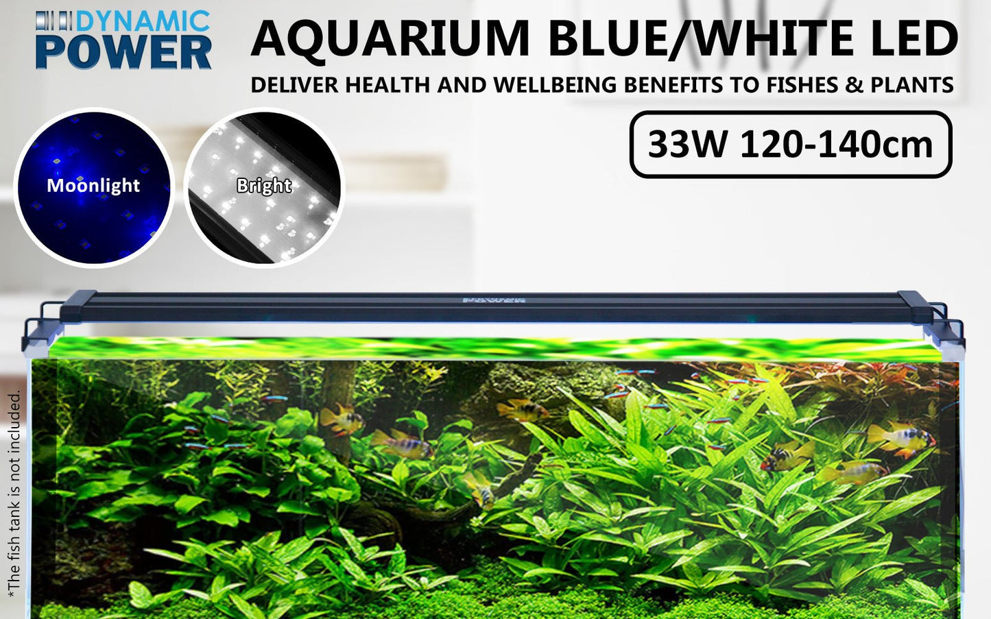 Dynamic Power 2 Set 33W Aquarium Blue White LED Light for Tank 120-140cm - DogsDomain.com.au