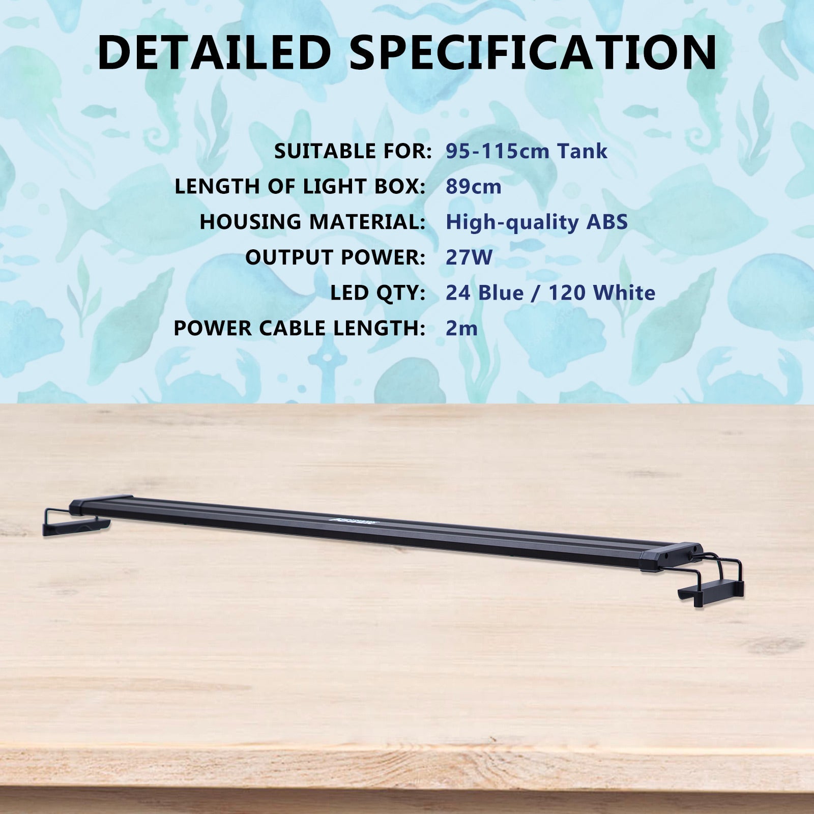 Dynamic Power 2 Set 33W Aquarium Blue White LED Light for Tank 120-140cm - DogsDomain.com.au