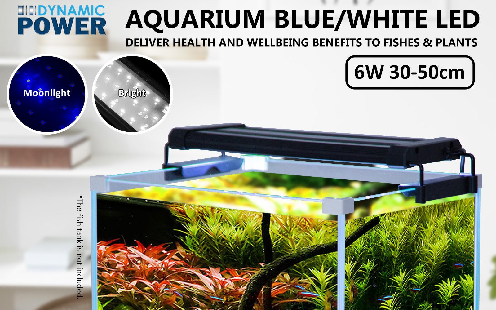 Dynamic Power 2 Set 6W Aquarium Blue White LED Light for Tank 30-50cm - DogsDomain.com.au