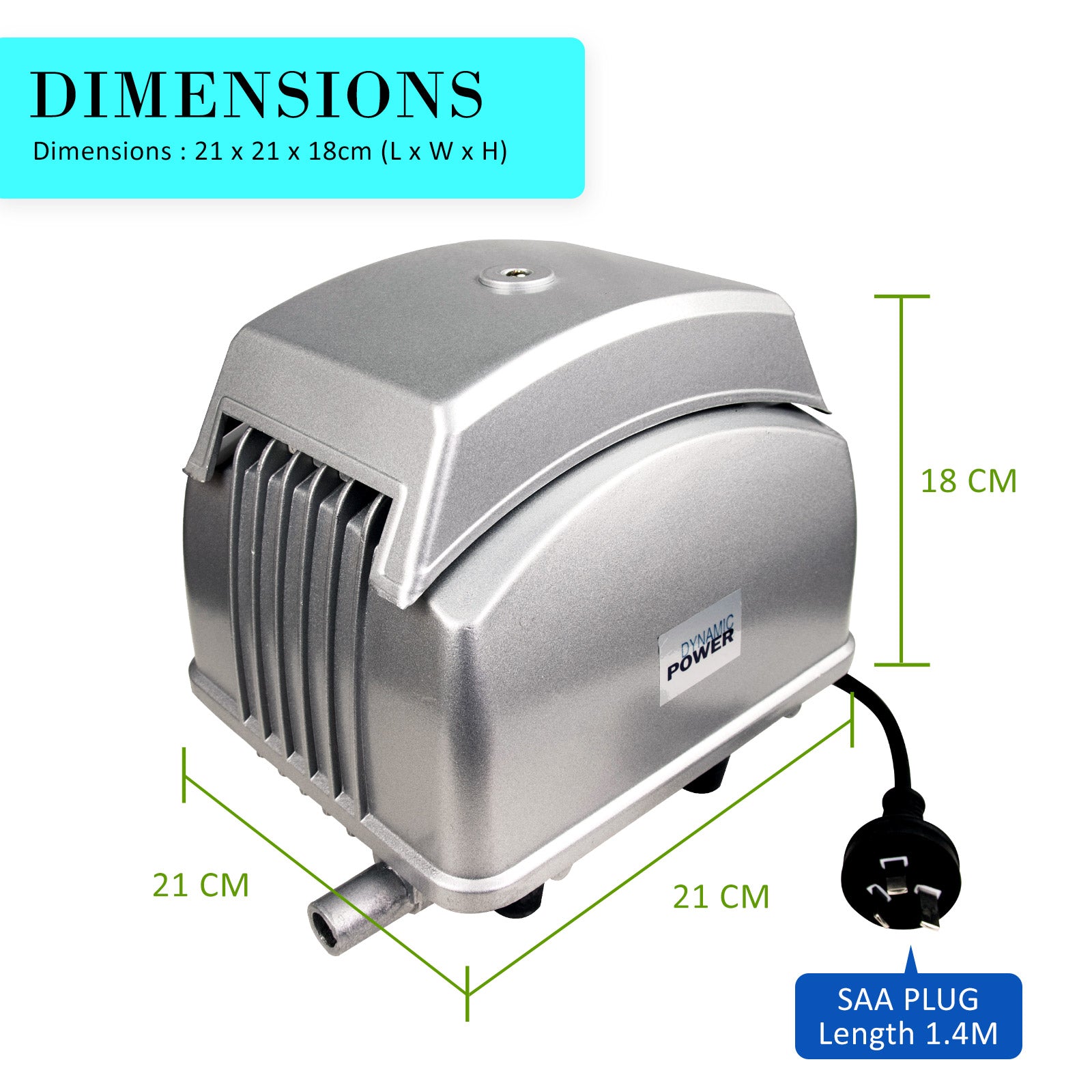 Dynamic Power Aquarium Air Pump Oxygen Hydroponic 12 Outlet 4500L/H 65W - DogsDomain.com.au