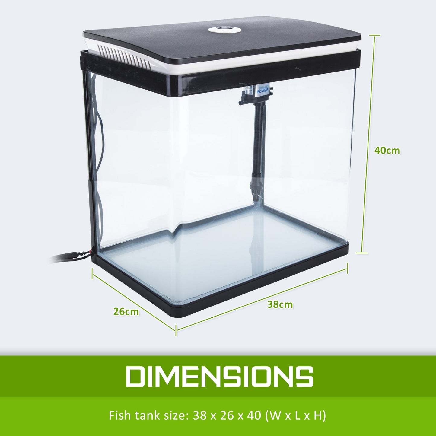 Dynamic Power Aquarium Fish Tank 30L Curved Glass RGB LED - DogsDomain.com.au