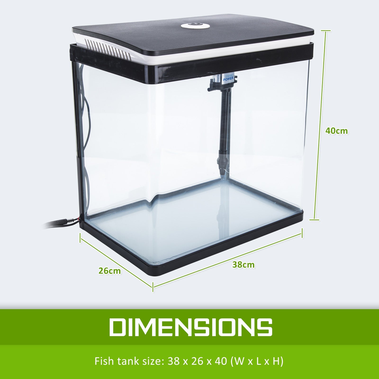 Dynamic Power Aquarium Fish Tank 30L Curved Glass RGB LED - DogsDomain.com.au