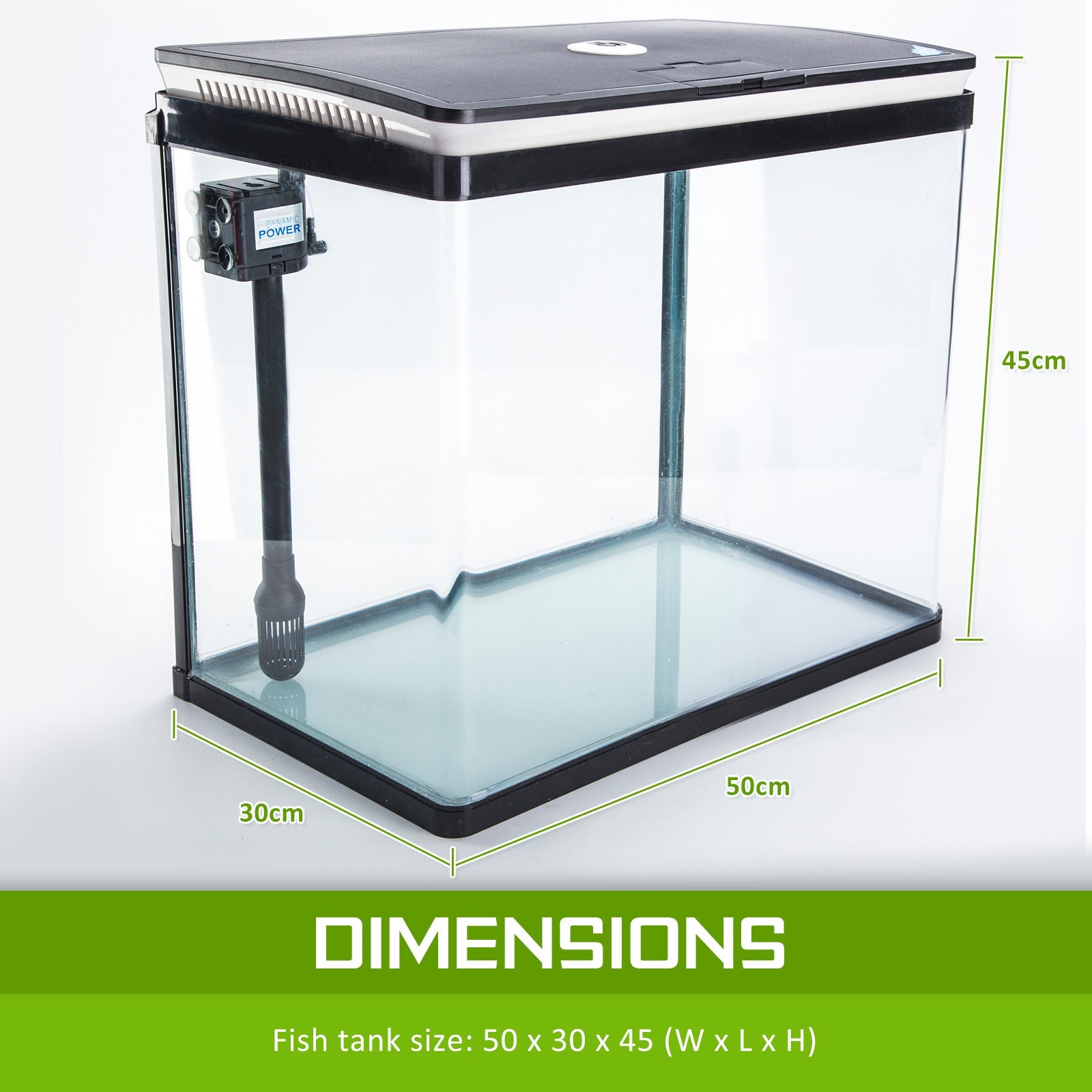 Dynamic Power Aquarium Fish Tank 52L Curved Glass RGB LED - DogsDomain.com.au
