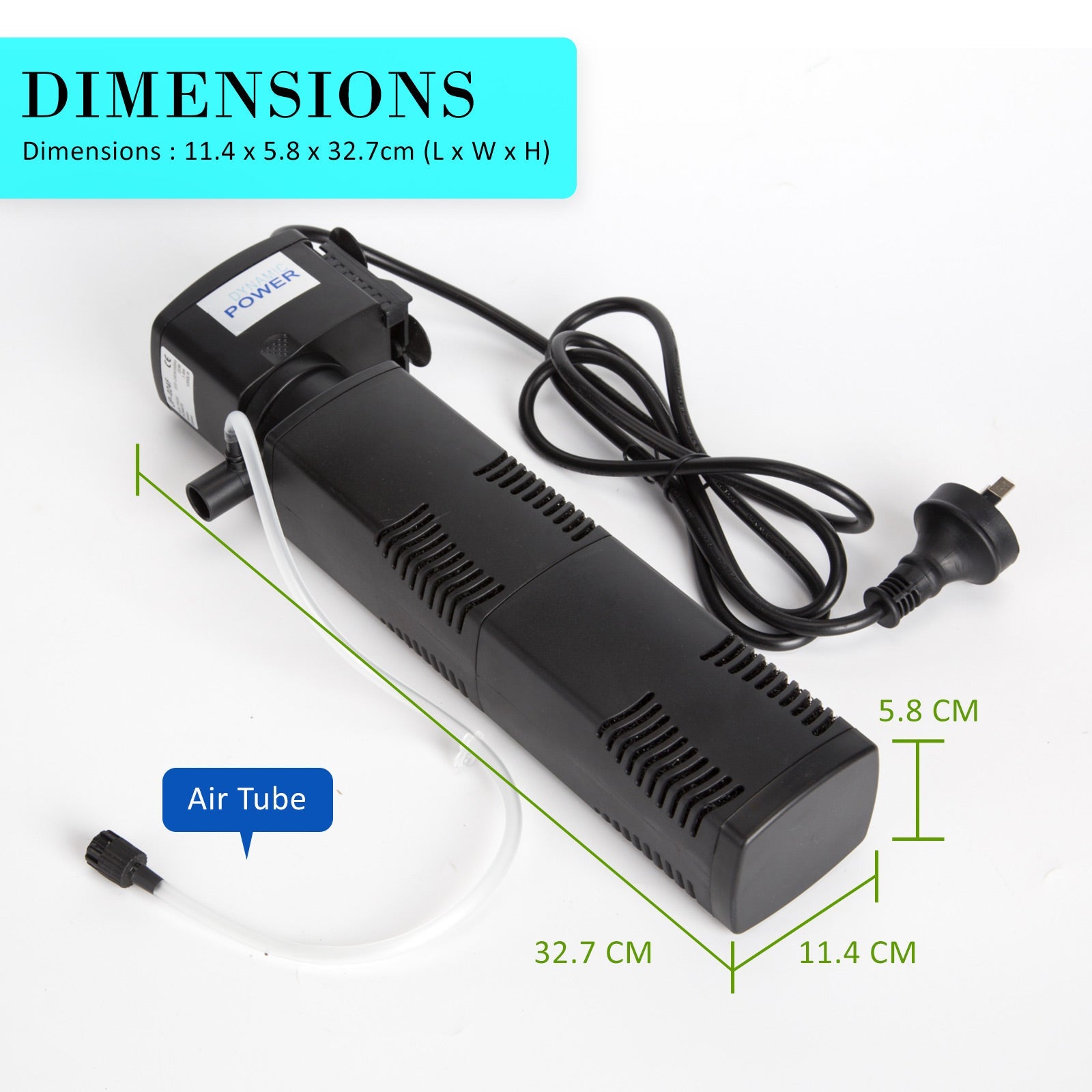Dynamic Power Aquarium Submersible Filter 1200L/H 22W 1.6m Pond Pump - DogsDomain.com.au