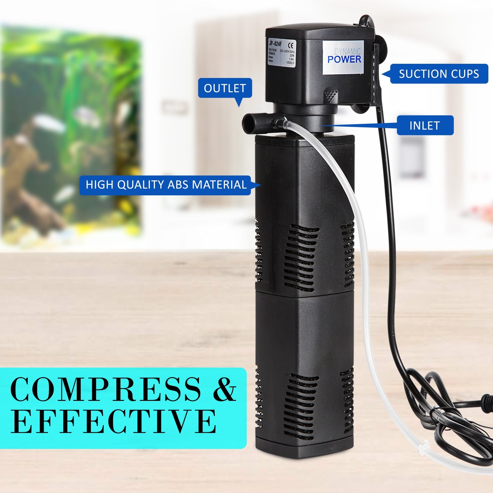 Dynamic Power Aquarium Submersible Filter 1200L/H 22W 1.6m Pond Pump - DogsDomain.com.au