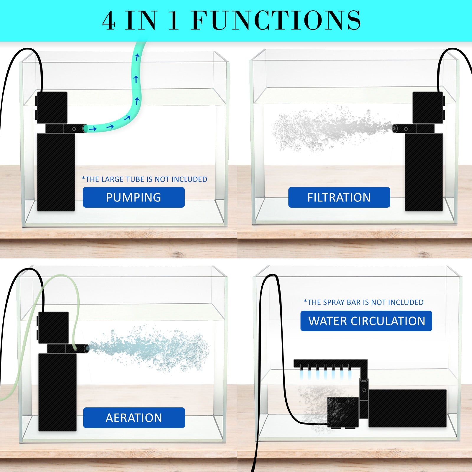 Dynamic Power Aquarium Submersible Filter 600L/H 8W 1m Pond Pump - DogsDomain.com.au