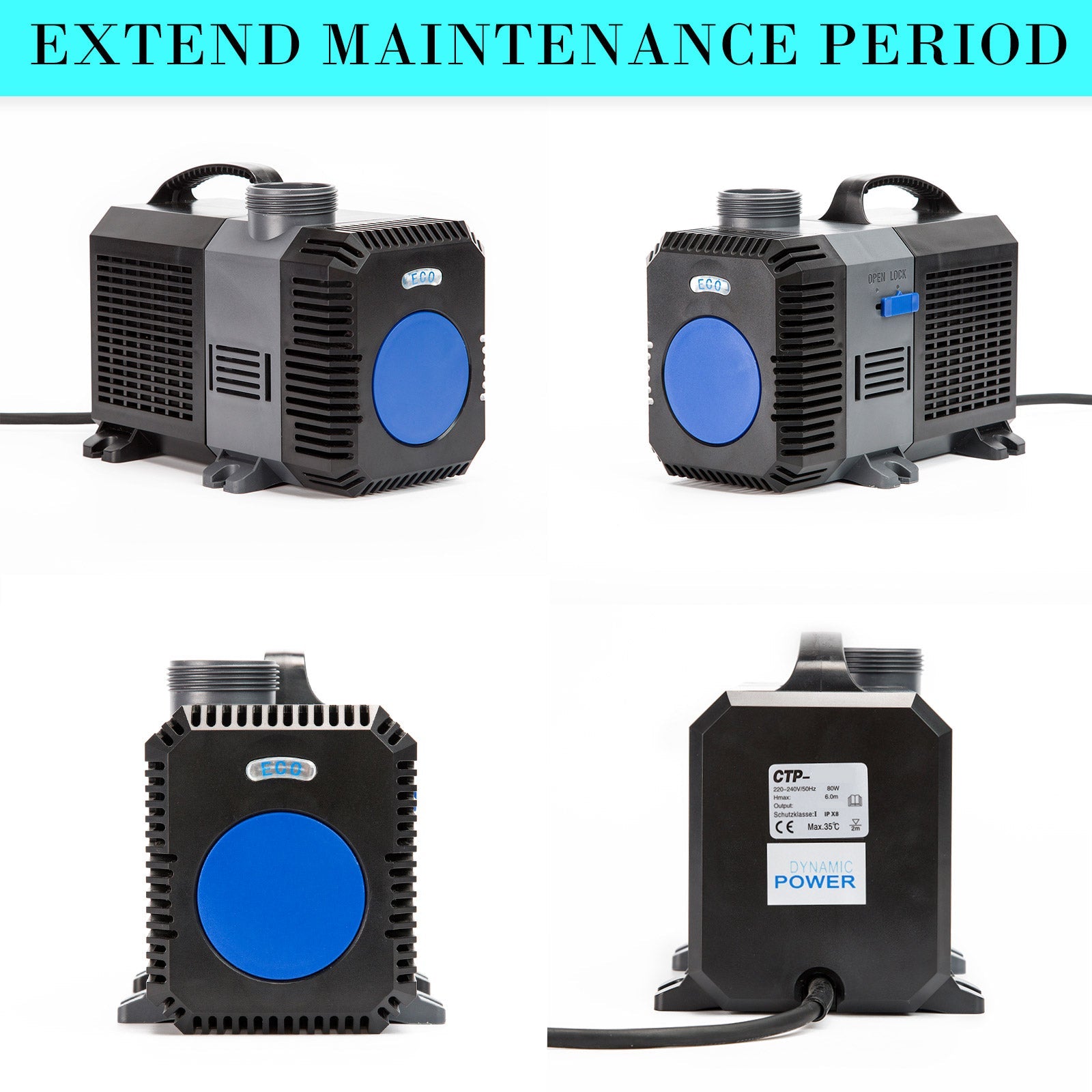 Dynamic Power Aquarium Submersible Pond Water Pump 10000L/H - DogsDomain.com.au
