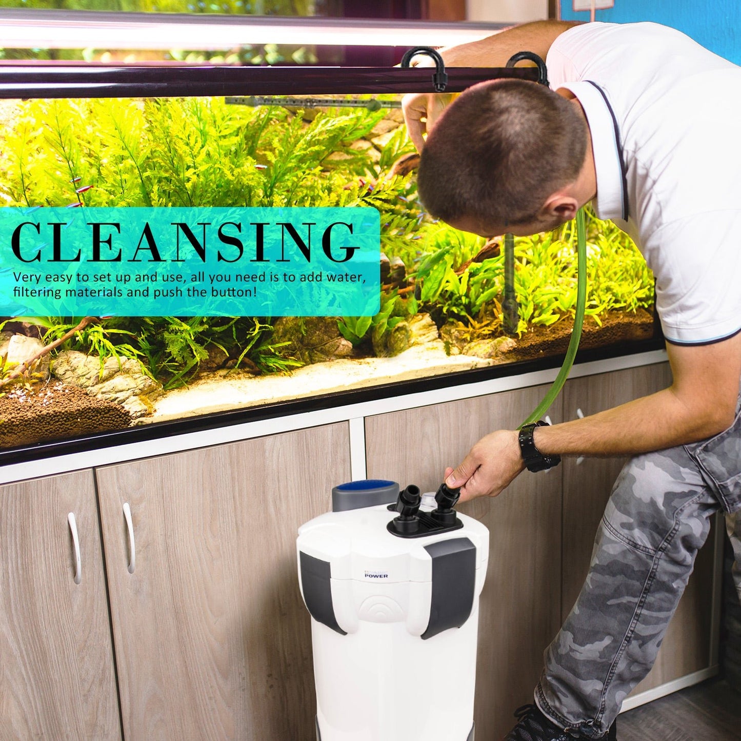 Dynamic Power Aquarium UV Light External Canister Filter 1400L/H + Media Kit - DogsDomain.com.au