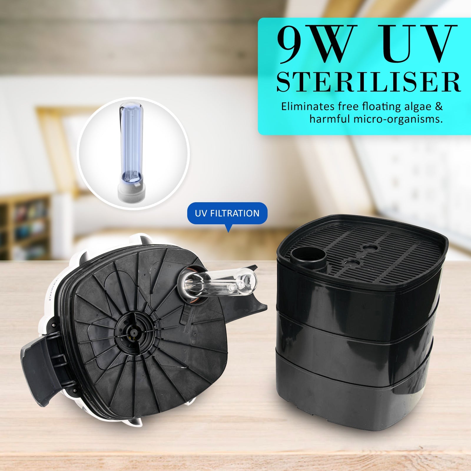 Dynamic Power Aquarium UV Light External Canister Filter 1400L/H + Media Kit - DogsDomain.com.au