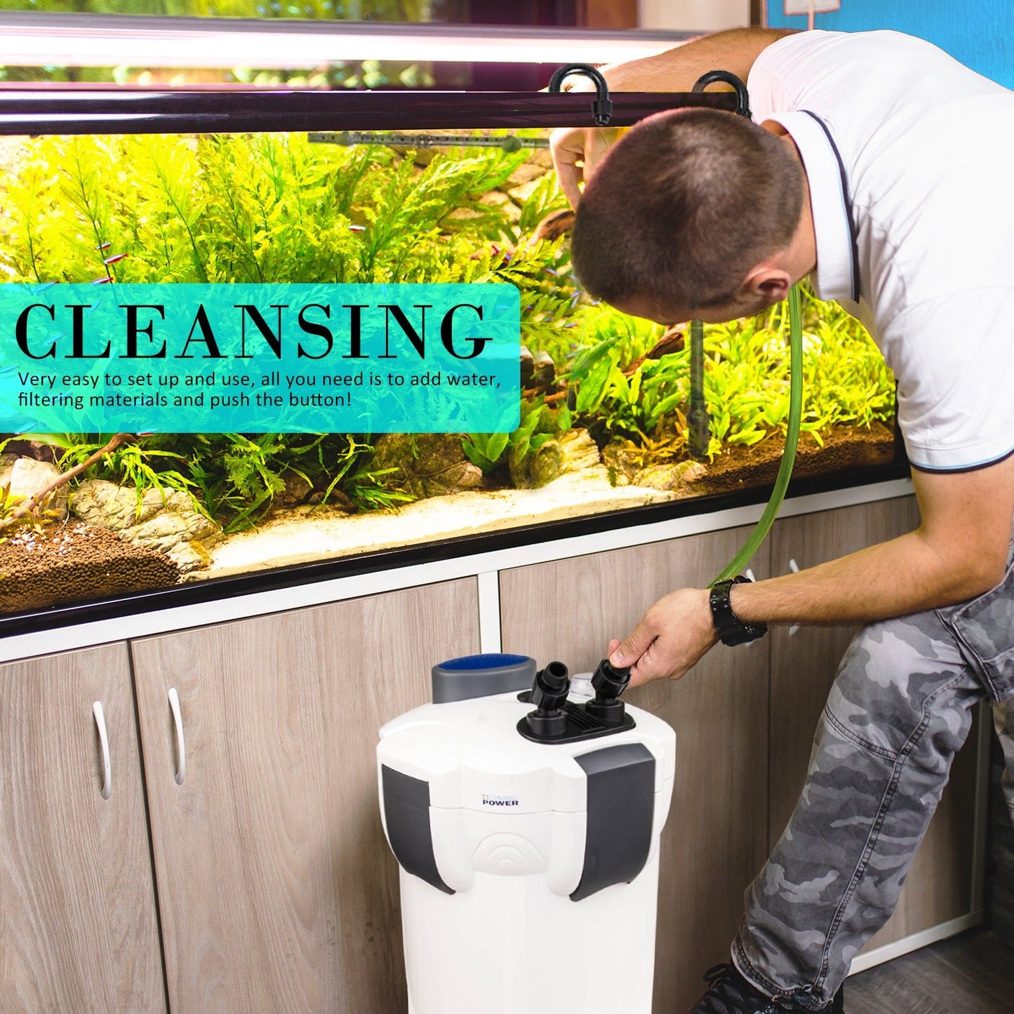 Dynamic Power Aquarium UV Light External Canister Filter 2000L/H + Media Kit - DogsDomain.com.au