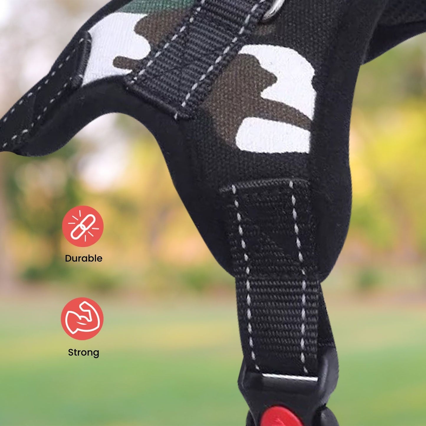FLOOFI Dog Harness XL Size (Army Green & White) FI-PC-162-XL - DogsDomain.com.au
