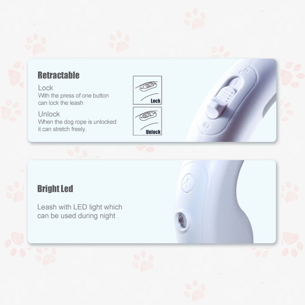 Floofi Dounght Dog Leash with USB and LED White FI-PC-124-HC - DogsDomain.com.au