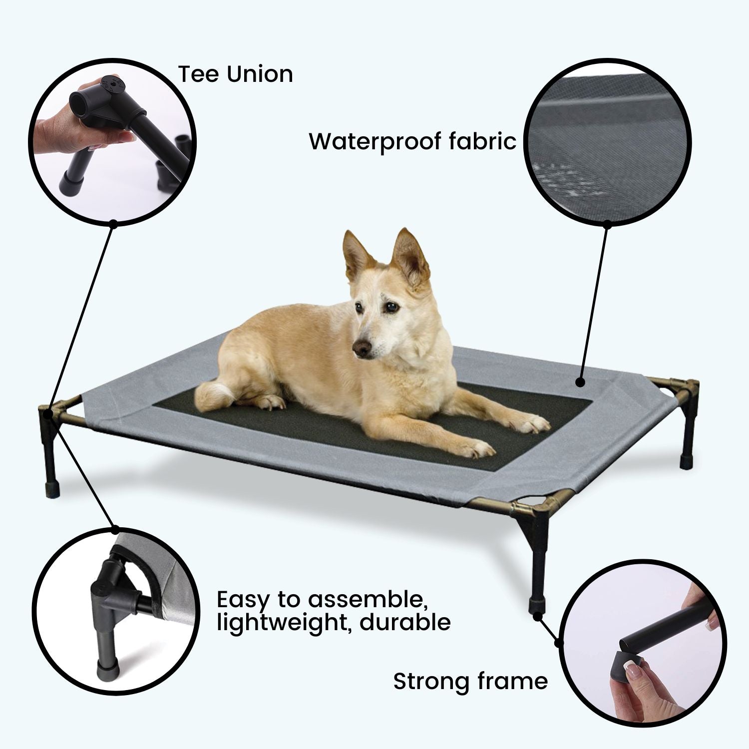 Floofi Elevated Camping Pet Bed (XL Army) - PT-PB-156-QQQ / FI-PB-156-YC - DogsDomain.com.au