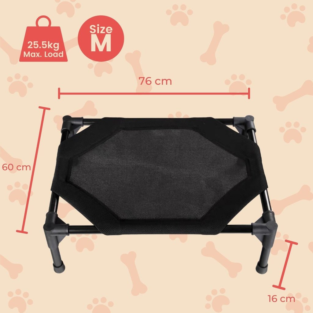 Floofi Elevated Pet Bed (M Black) FI-PB-264-QQQ - DogsDomain.com.au