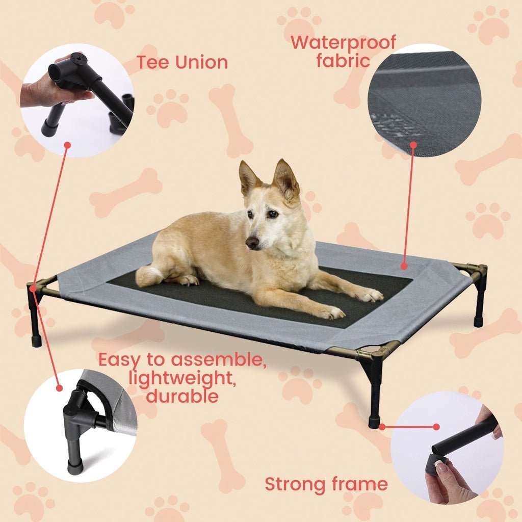 Floofi Elevated Pet Bed (M Black) FI-PB-264-QQQ - DogsDomain.com.au