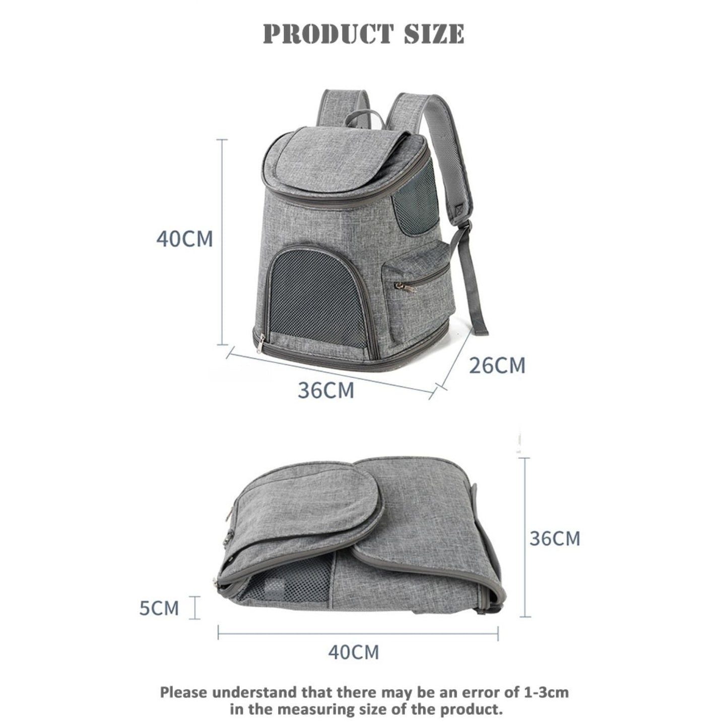 Floofi Pet Backpack -Model 2 (Grey) FI-BP-102-FCQ - DogsDomain.com.au