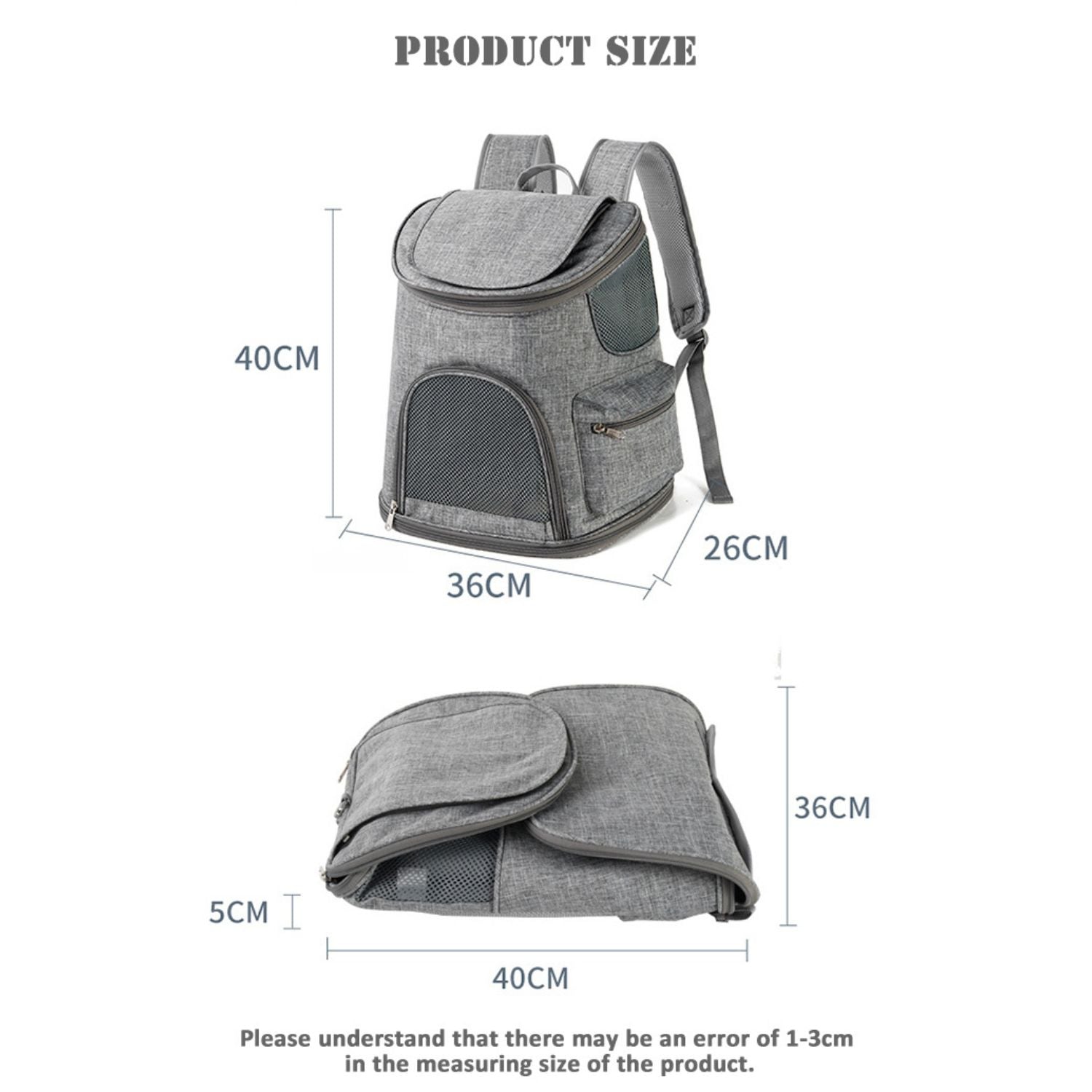 Floofi Pet Backpack -Model 2 (Grey) FI-BP-102-FCQ - DogsDomain.com.au